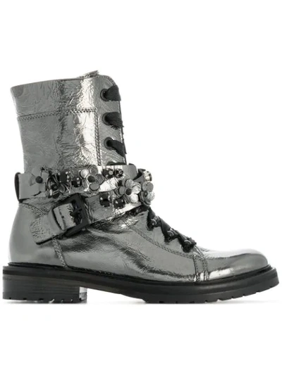 Kennel & Schmenger Ankle Lace-up Boots In Metallic