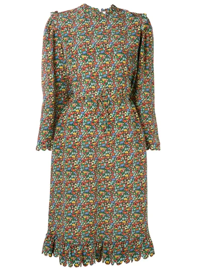 Horror Vacui Floral Print Midi Dress - Multicolour