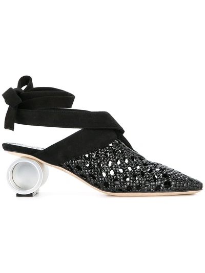 Jw Anderson Woven Cylinder Heel Mules - Black