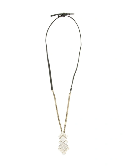 Lanvin Crystal Pendant Necklace In Black