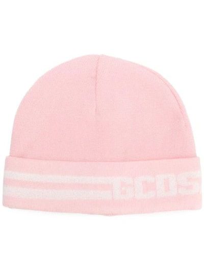 Gcds Logo Knit Beanie - Pink