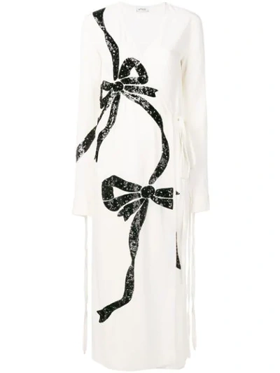Attico Sequin Embroidered Bow Dress In White