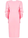 Alex Perry Ruffled Sleeves Fitted Dress - Pink