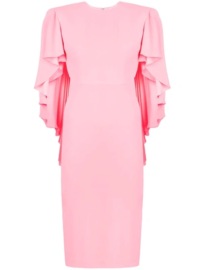 Alex Perry Ruffled Sleeves Fitted Dress - Pink