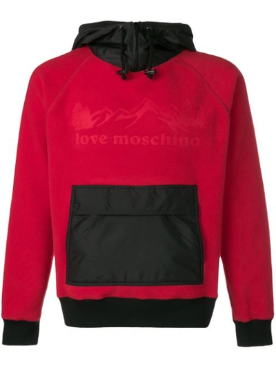Love Moschino Logo Embossed Hoodie - Red