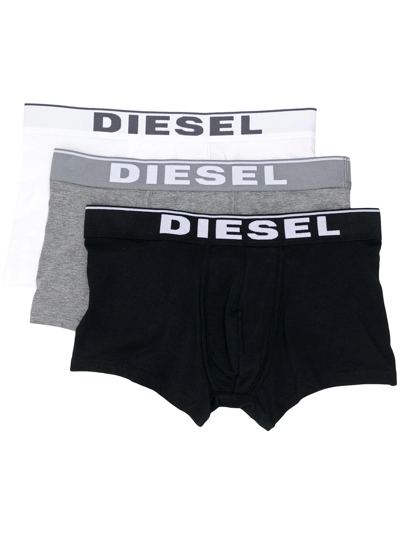 Diesel Three-pack Multicolor Umbx-sebastianthreep Boxers In Black/whit