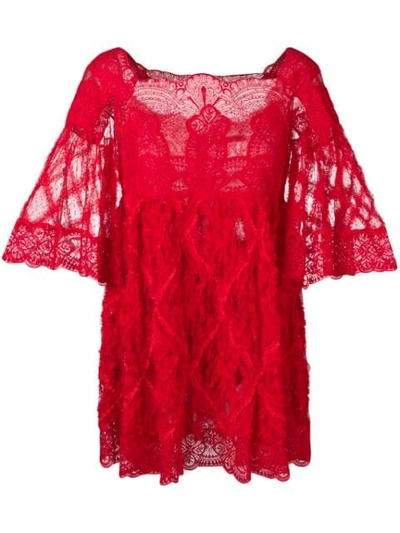 Amen Lace Short Dress - Red