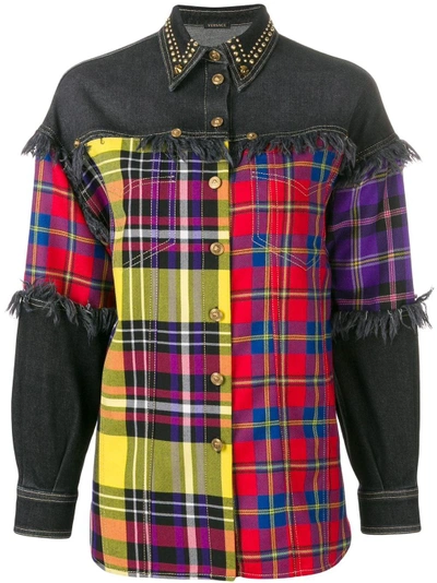 Versace Check-panel Western Shirt - Red