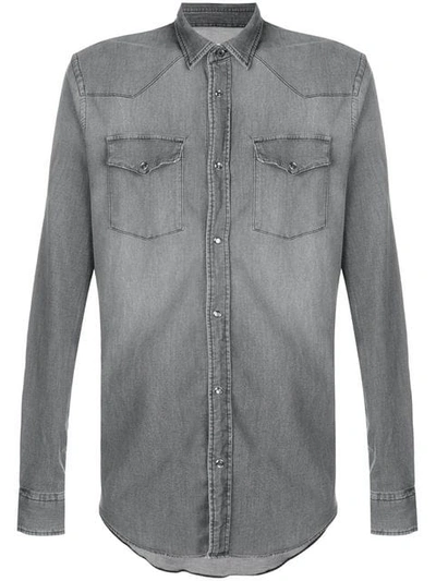 Dondup Press Stud Fastening Shirt In Grey