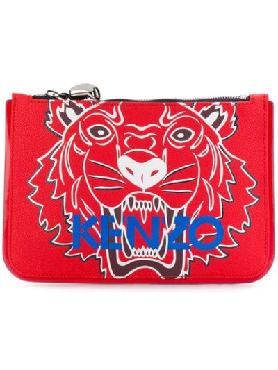 Kenzo Tiger-print Pouch - Red