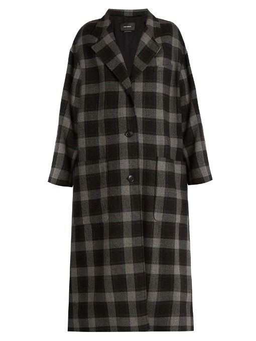 Isabel Marant Ina Checked Wool Coat In Tonal-grey | ModeSens