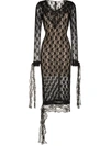 Christopher Kane Long-sleeved V-neck Lace Midi Dress - Black