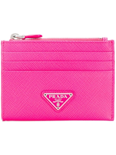 Prada Logo Plaque Cardholder - Pink