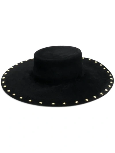 Alberta Ferretti Studded Wide-brim Hat In Black
