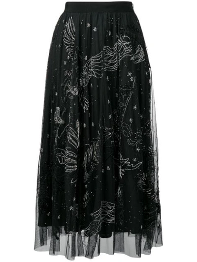 Amen Embroidered Tulle Skirt - Black