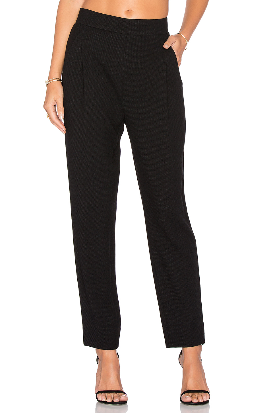 Vince Waffle Knit Pleat Pant In Black | ModeSens