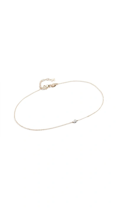 Mateo 14k Gold Single Diamond Bezel Chain Anklet In Yellow Gold