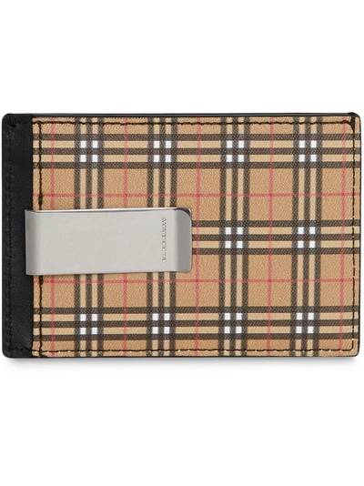 Burberry Small Scale Check And Leather Money Clip Card Case - Yellow
