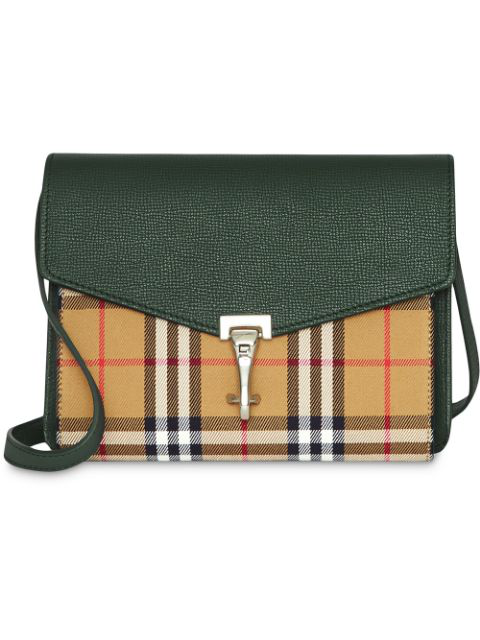 small vintage check and leather crossbody bag