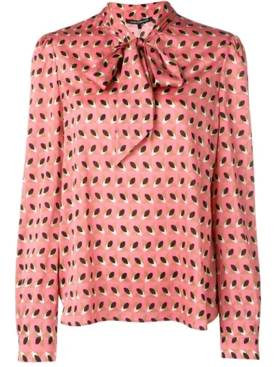 Luisa Cerano Pussy Bow Pattern Blouse - Pink