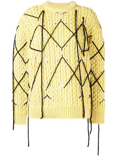Calvin Klein 205w39nyc Embroidered Wool And Mohair-blend Sweater In Yellow