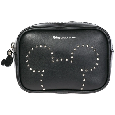 Moa Master Of Arts Women's Leather Belt Bum Bag Hip Pouch  Disney Mickey Mouse In Black