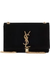 Saint Laurent Small Kate Tassel Velvet Crossbody Bag In Black