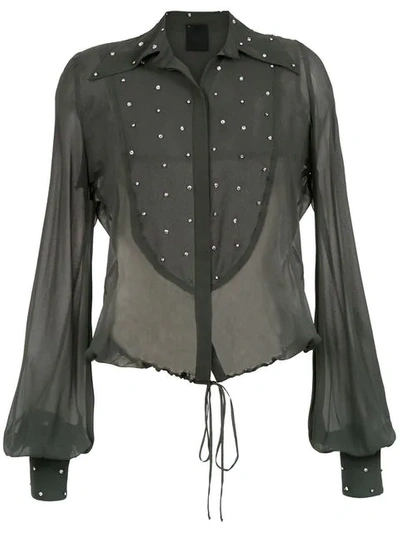 Andrea Bogosian Embellished Silk Shirt In Green