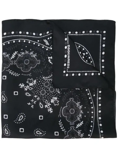 Dsquared2 Paisley Scarf In Black
