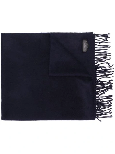 Givenchy Logo Plaque Tassel Scarf In Blue