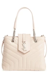 Saint Laurent Small Loulou Matelasse Leather Shopper - Pink In Marble Pink