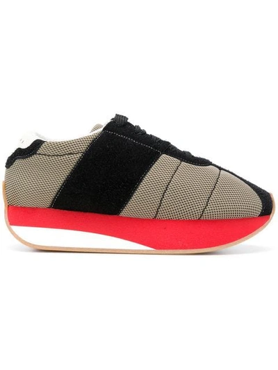 Marni Grass And Black Tech Fabric Big Foot Sneakers In Gray