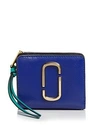 Marc Jacobs Snapshot Mini Leather Wallet In Academy Blue/gold
