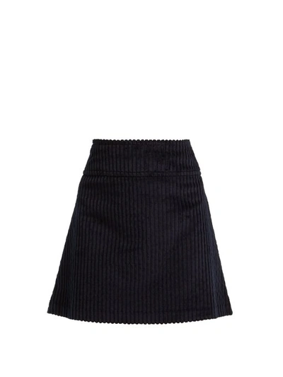 Apc Wright Corduroy Mini Skirt In Dark Navy