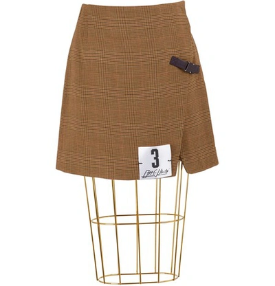 Off-white Prince Of Wales Mini Skirt In Beige