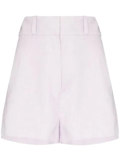 Zimmermann Ninety-six Racer Linen Shorts In Purple