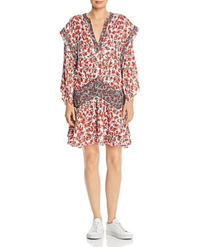 Iro River Printed Dress In White/red