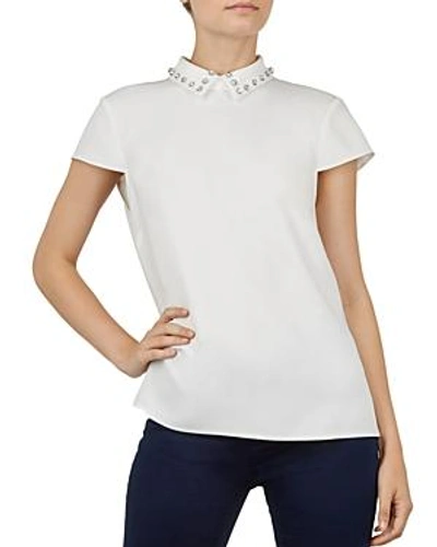 Ted Baker Alaynaa Embellished Top In Ivory
