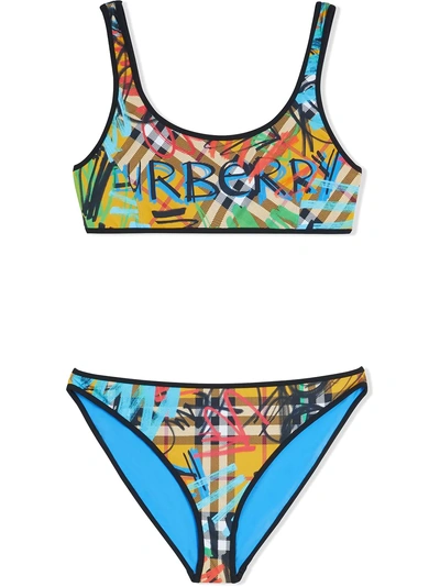 Burberry Graffiti Print Vintage Check Bikini - Multicolour | ModeSens