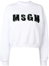 Msgm White Sequinned Sweatshirt
