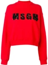 Msgm Sequinned Logo Sweater In Red