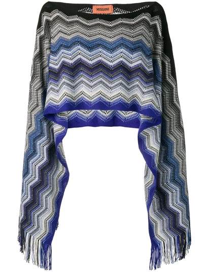 Missoni Fringed Poncho In Blue