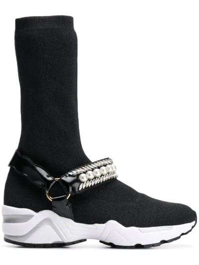 Suecomma Bonnie Jewelled Sock Sneakers In Black