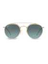 Ray Ban Rb3647 51mm Iconic Round Aviator Sunglasses In Gold Blue