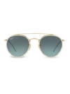 Ray Ban Rb3647 51mm Iconic Round Aviator Sunglasses In Gold/ Blue