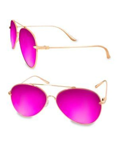 Aqs Tommie 60mm Aviator Sunglasses In Hot Pink
