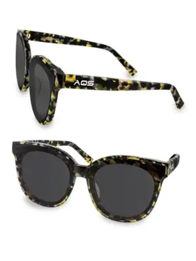 Aqs Iris 65mm Oversized Cat Eye Sunglasses In Black Green
