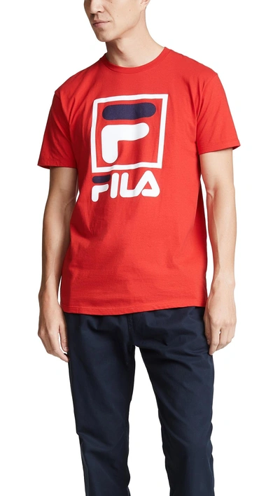 Fila Stacked T-shirt In Chinese Red