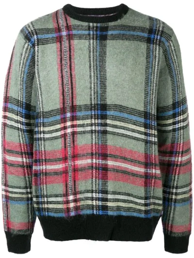 Stussy Plaid Mohair Sweater In Green