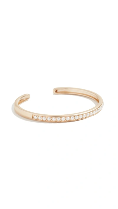 Jane Taylor 14k Oval Hinged Cuff With White Pearls In Yellow Gold/pearl